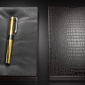 Luxury Pen With Black And Gold Design On Black Velvet Surface Elegant Premium Writing Instrument