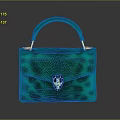 Stylish Green Snakeskin Texture Handbag With Golden Handle and Snake Head Decoration For Daily Use
