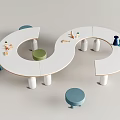 Modern Children's Table and Chair Reading Table Children's Stool 3d model
