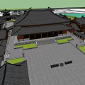 Ancient Chinese Architecture With Traditional Courtyard Plaza Stone Pavements And Classic Roof Structures