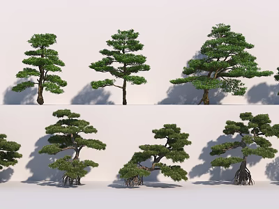 Various Form Landscape Trees With Distinctive Shapes And Lush Green Foliage 3d model