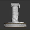 Decorative Classical Column with Draped White Fabric and Circular Ornate Base 3d model