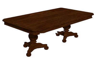 Dark Brown Wooden Desk With Intricate Carved Legs And Traditional Design 3d model