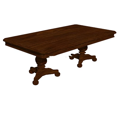 Dark Brown Wooden Desk With Intricate Carved Legs And Traditional Design 3d model