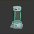 Space Exploration Cylindrical Device With Transparent Body Red Column And Silver Base Number 03