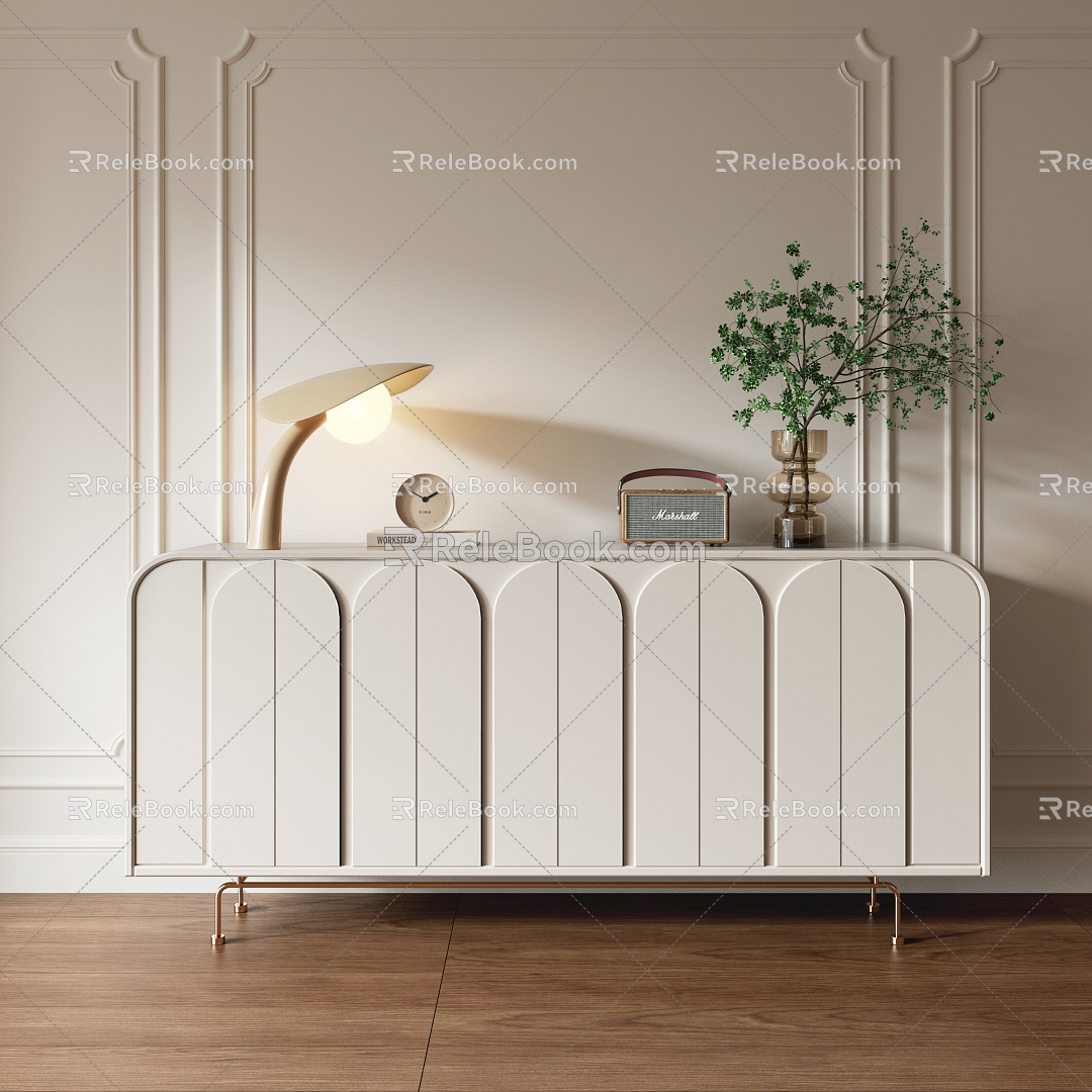 Modern Cream Entrance Cabinet End View Cabinet Entrance Cabinet Sideboard 3d model