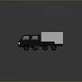 3D Designed Black Trucks With Box And Flatbed Bodies On Gray Background