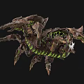 Mythical Monster 3D Model With Spiky Exoskeleton And Green Glowing Details