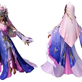Game and Movie Character in Elegant Pink Purple Robe With Floral Details and Flowing Sashes