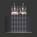 Offshore Oil Drilling Platform Structure With Marine Drilling Equipment And Underwater Supports