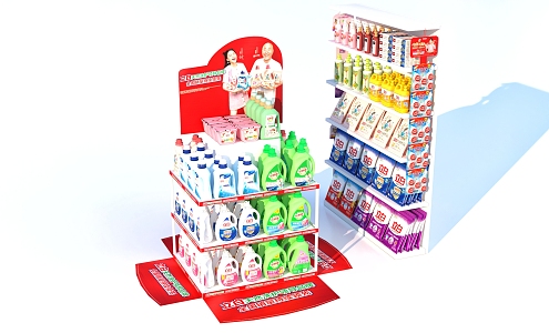 Washing powder shelf advertising rack supermarket goods 3d model