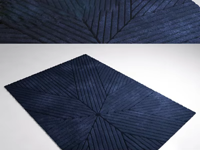 Dark Blue Square Carpet With Geometric Striped Pattern For Modern Room Decor 3d model