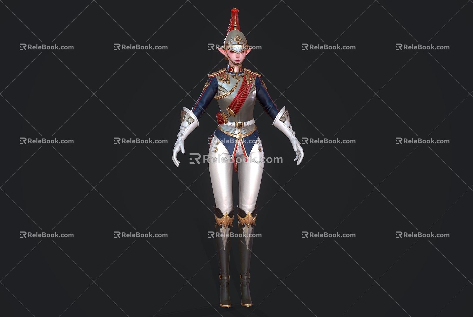 Elf female warrior game characters model