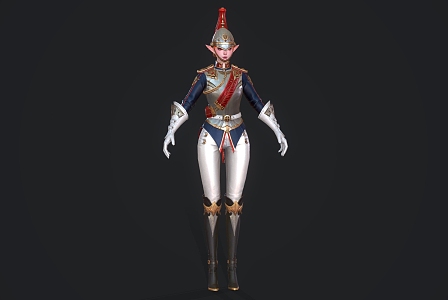 Elf female warrior game characters 3d model