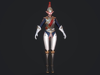 Elf female warrior game characters 3d model