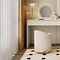 Elegant Decorative Cabinet with Mirror Table Lamp Flower Vase and VOGUE Poster in Modern Room
