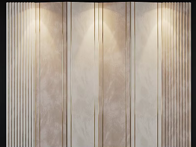 Modern Light Beige Textured Wall With Vertical Striped Design Illuminated By Lights 3d model