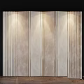 Modern Light Beige Textured Wall With Vertical Striped Design Illuminated By Lights 3d model
