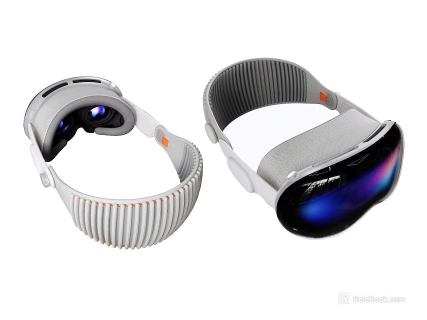 Modern White VR Headset Devices With Adjustable Straps And Display Screens 3d model