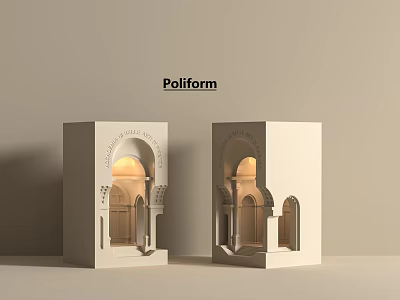 Poliform Architectural Decorative Models With White Arch Structure And Intricate Design 3d model