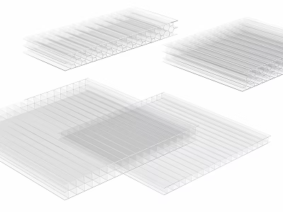 Durable Transparent Corrugated Polycarbonate Panels for Outdoor Shade Canopy Roof 3d model