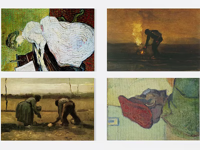 Art Inspired Square Rug With Vintage Painting Design For Living Room Decorative Use 3d model