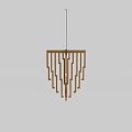 Modern Wooden Chandelier With Geometric Strip Design And Home Interior Decoration