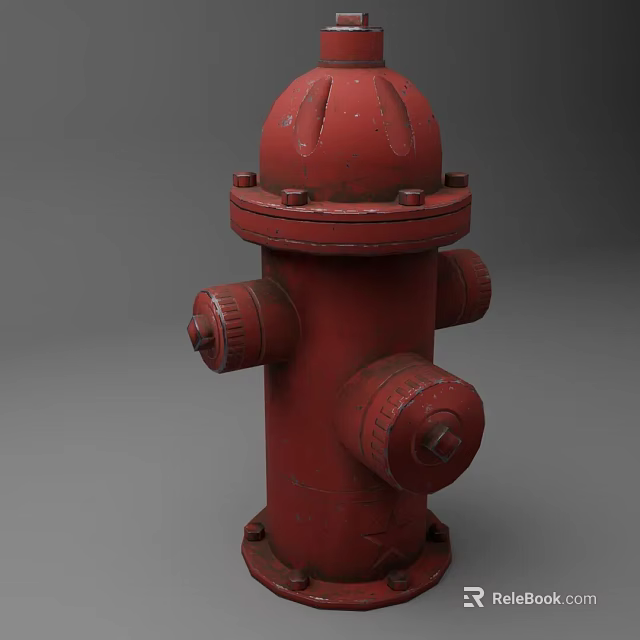 Vintage Red Metal Fire Hydrant With Dome Top As Outdoor Fire Safety Equipment 3d model 