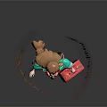 Vibrant Game Character With Long Brown Hair Green Jacket Red Radio And Colorful Music Notes
