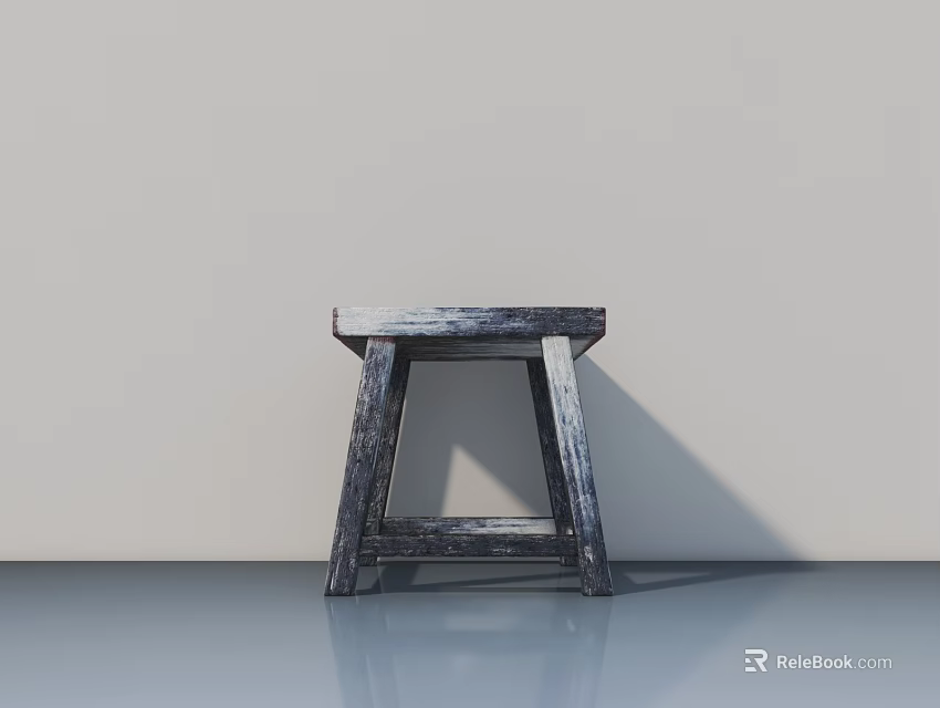 Minimalist Metal Stool Featuring Simple Design on Smooth Floor with Light Background 3d model