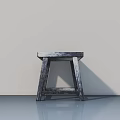 Minimalist Metal Stool Featuring Simple Design on Smooth Floor with Light Background 3d model