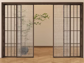 Modern sliding door sliding door brushed glass sliding door 3d model