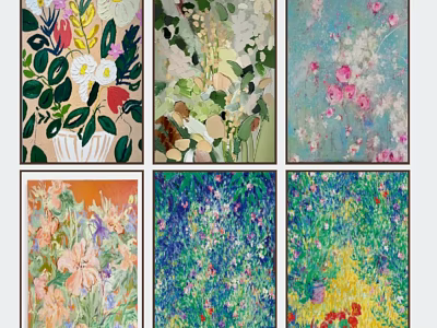 Colorful Floral Art Paintings With Various Flower Patterns And Vibrant Colors 3d model