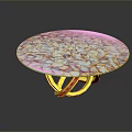 Elegant Modern Functional Table With Round Colorful Patterned Tabletop And Gold Legs 3d model
