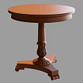 Classic Round Side Table With Marble Top And Ornate Carved Legs