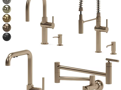 Various Modern Faucet Designs With Different Handle Styles And Metallic Finishes For Home Use 3d model