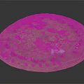 Cartoon Scene of Circular Green Area with Small Puddle and Scattered Stones Around