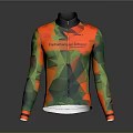 Vibrant Long Sleeve Cycling Jersey With Orange Green Red Geometric Patterns And Palatine Hill Cycling