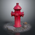 Red Fire Hydrant Outdoor Setting With Stones And Gravel On Ground