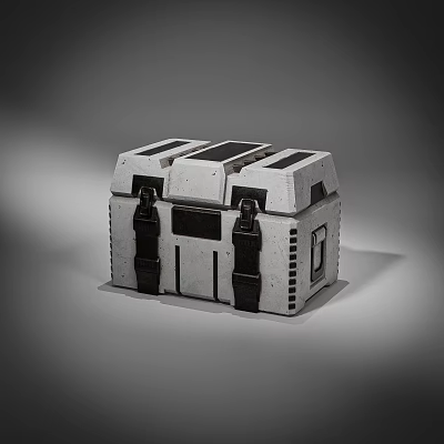Gray Black Storage Box With Multiple Compartments Secure Straps And Industrial Design 3d model