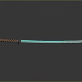 Decorative Sword With Checkered Handle Blue Blade Reflective Surface On Dark Gray Background