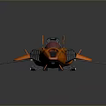 Orange Streamlined Spaceship Model With Black Accents Cockpit And Shiny Surface Design 3d model