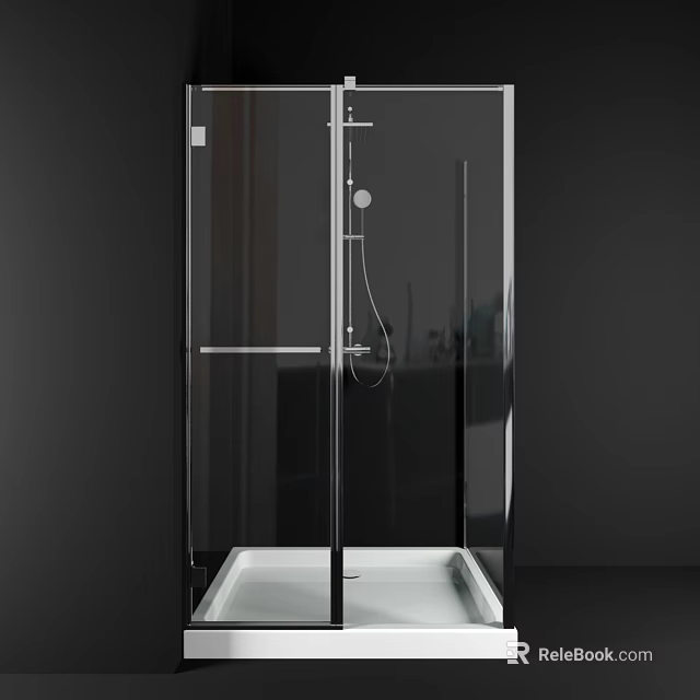Sleek Shower Enclosure With Clear Glass Door Chrome Frame And White Base 3d model 
