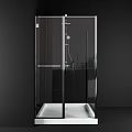 Sleek Shower Enclosure With Clear Glass Door Chrome Frame And White Base