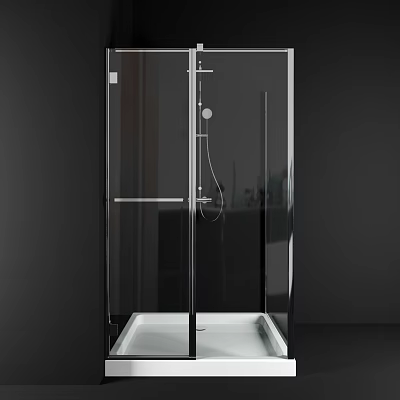Sleek Shower Enclosure With Clear Glass Door Chrome Frame And White Base 3d model
