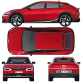 Red Kia Crossover Car Featuring LED Headlights Full Width Taillights And Black Alloy Wheels