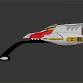 Sci Fi Weapon Design With Red Yellow White Color Palette And Wing Shaped Accents