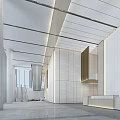 Elegant Modern Spacious Lobby Reception Desk With Marble Design Lighting And Elevators