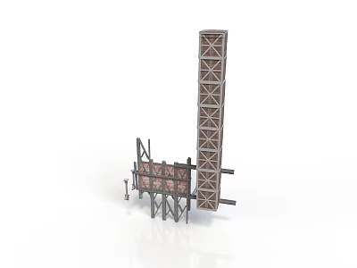Structural Scene Components With Metal Frames Grid Panels And Support Structures 3d model