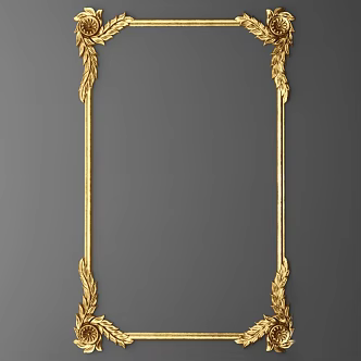 European-style Carved Classical Carved Components Gold-plated Carved Lines 3d model